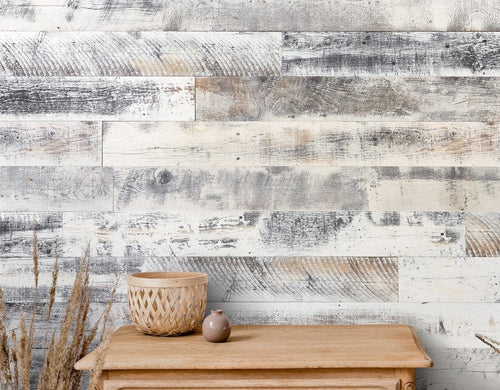 Rustic Originals Real Wood Easy Install Wall Panels - Farmhouse White (20 Sq. Ft.)