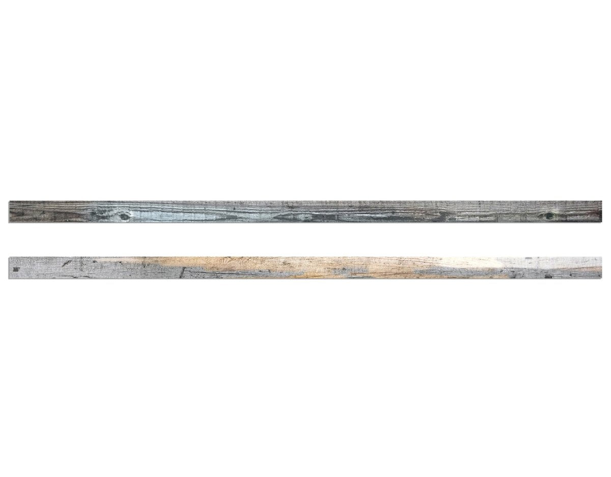 Odyssey Reclaimed Print Peel & Stick Wood Wallplanks™ Trims - Iris Grey & Brown - Wallplanks