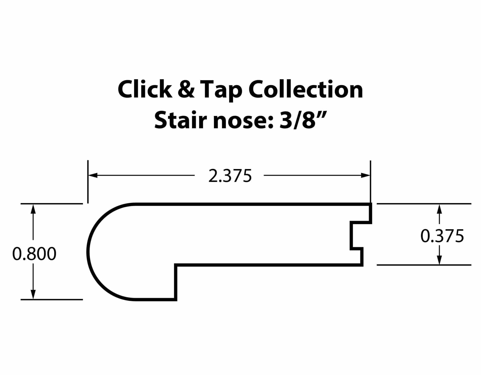 FTFCTRBSN Precision Molding Riverbank White Oak 3/8&quot;  Flush Stair Nose Moldings for the Click &amp; Tap Collection