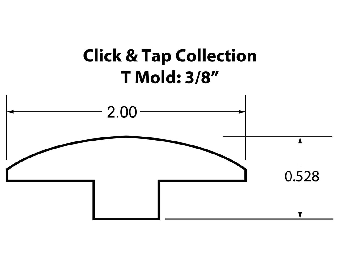 FTFCTRBTM Precision Molding Riverbank White Oak 3/8&quot; T-Mold Trims for the Click &amp; Tap Collection