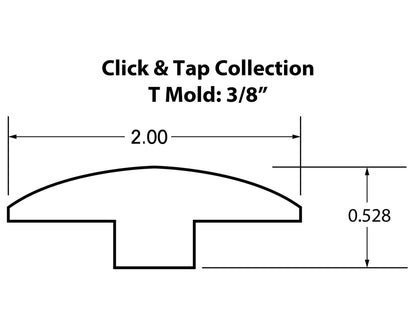 FTFCTRBTM Precision Molding Riverbank White Oak 3/8&quot; T-Mold Trims for the Click &amp; Tap Collection