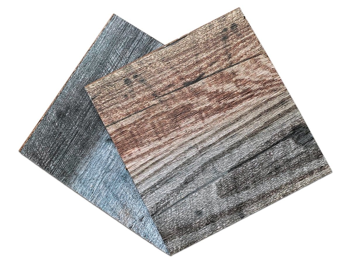 HDFPRINTRE-ROIG-6X5SAMPLE Wallplanks Reclaimed Odyssey Sample Pack 6&quot; X 5&quot; (2 samples one of each color) Reclaimed Odyssey: Iris Grey &amp; Brown