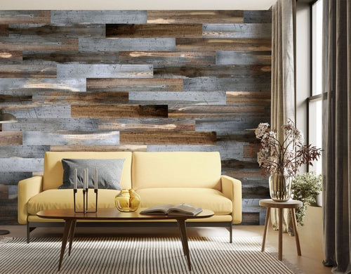 Odyssey Rustic Print Peel & Stick Wood Wall Panels - Iris Grey & Brown