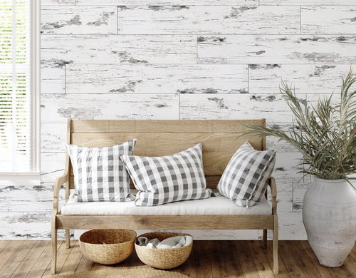 Odyssey Rustic VacuuBond® Easy Install Print Wood Wall Panels - Juno Whitewash