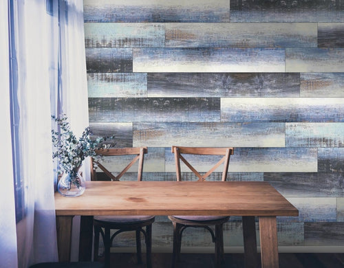 Odyssey Rustic VacuuBond® Easy Install Print Wood Wall Panels - Nyx Blue