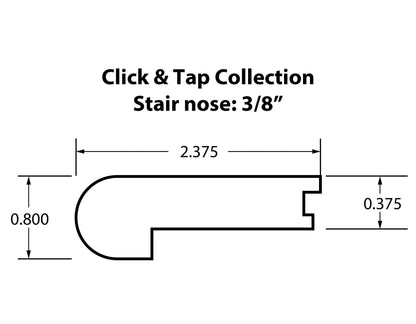 3/8&quot;  Flush Stair Nose Molding: Click &amp; Lock
